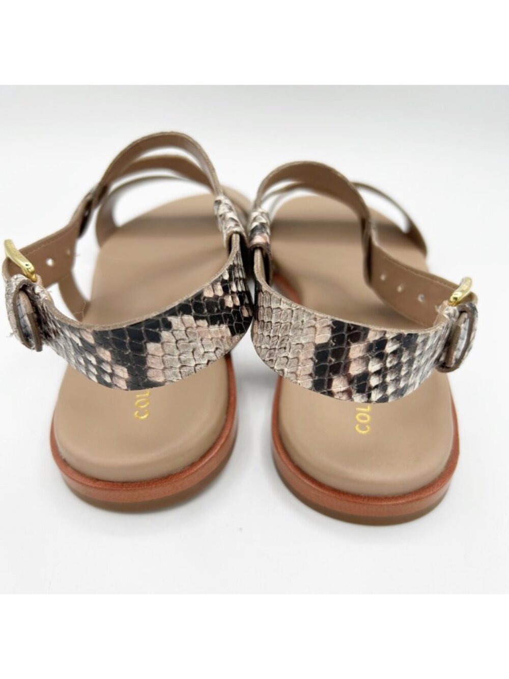 Cole Haan Findra Strappy Sandals Snake Print & Taupe Leather Size 7.5 Women's - Picture 4 of 5
